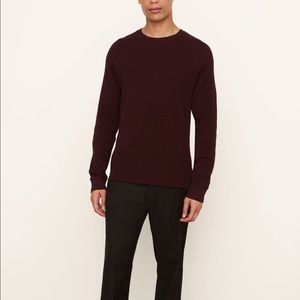 NWT VINCE Mouline Thermal Knit Pima Cotton Top in Optimistic red/black